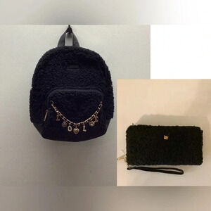 Icing Black with Gold Charms Mini Backpack & Wallet. New with Tags